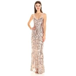adrianna papell // sequined floor-length prom gown